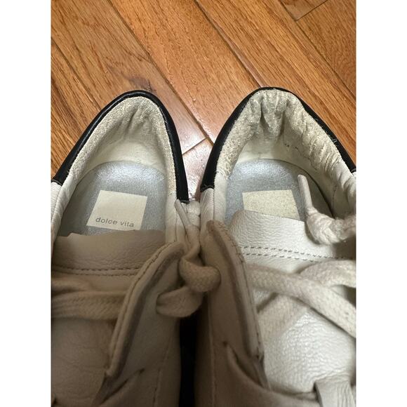 Dolce Vita White Leather Sneakers Black Heel Size 7.5 - Picture 6 of 11